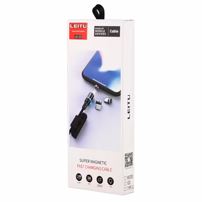 کابل شارژ  ( میکرو و تایپ سی و اپل ) مغناطیسی لیتو مدل LD-23 طول 1 متر