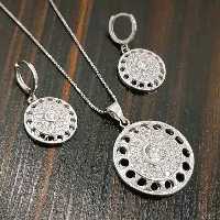 نیم ست نقره تایلندی با آبکاری طلا سفید