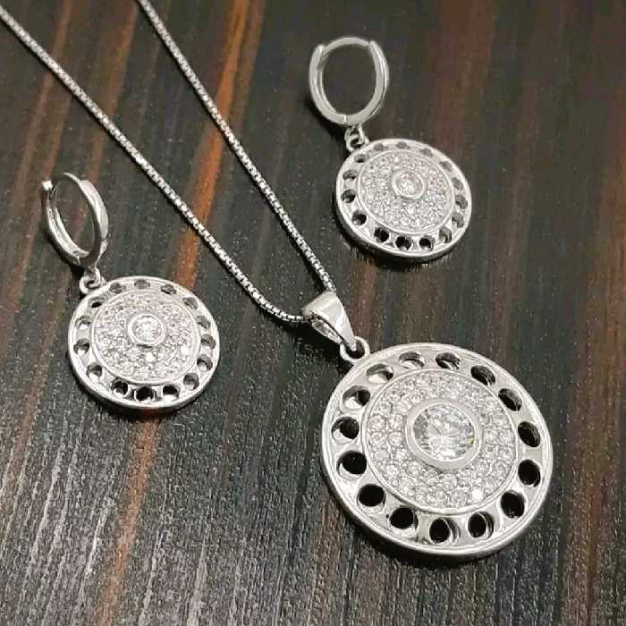 نیم ست نقره تایلندی با آبکاری طلا سفید