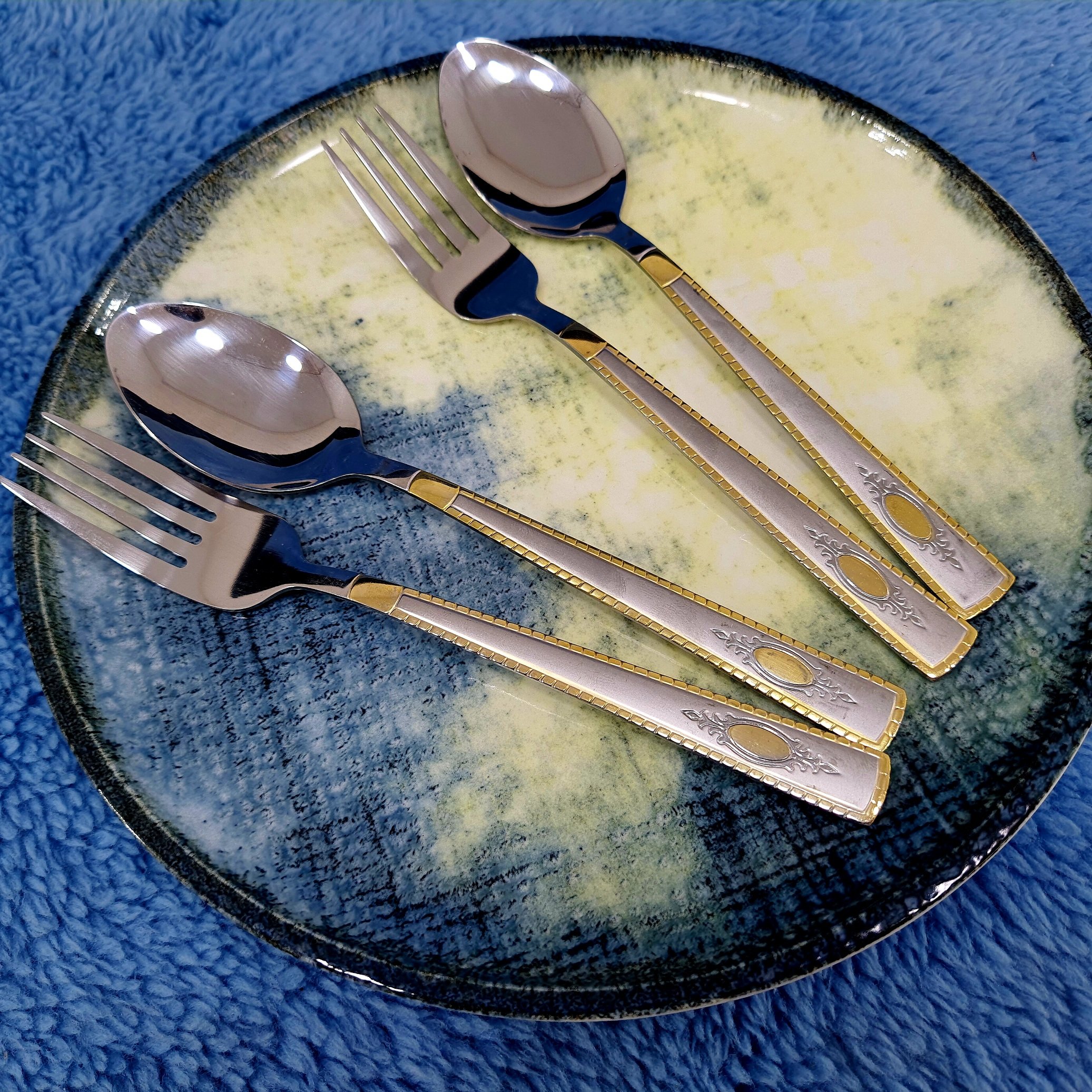 قاشق و چنگال  طلایی یونیک لایف بسته 12 عددی