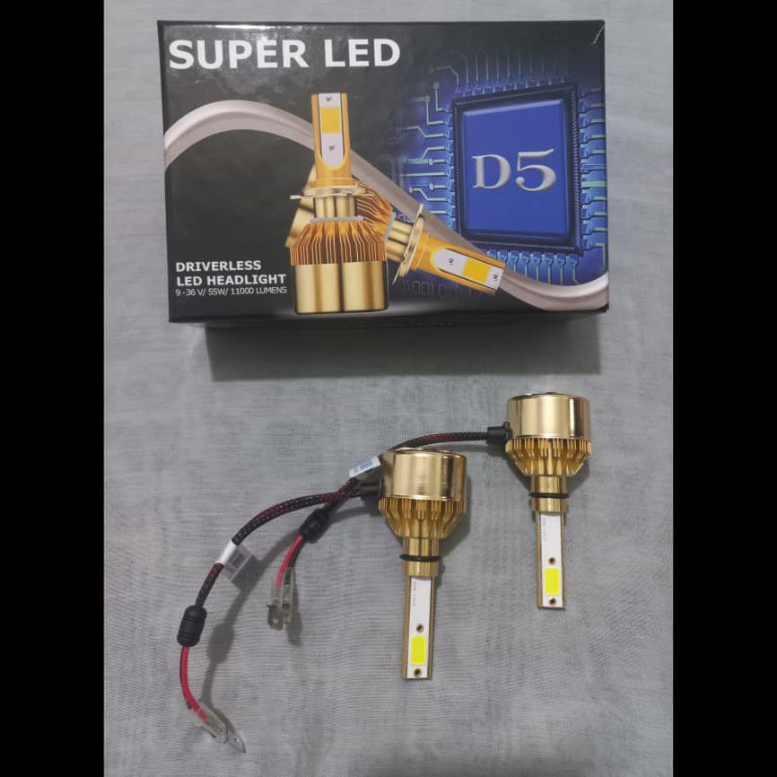 هدلایت خودرو D5 پایه h1 رنگ سفید بسته دو عددی