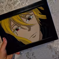 طراحی انیمه روی شیشه و پلکسی به صورت قاب یا جاکلیدی و...