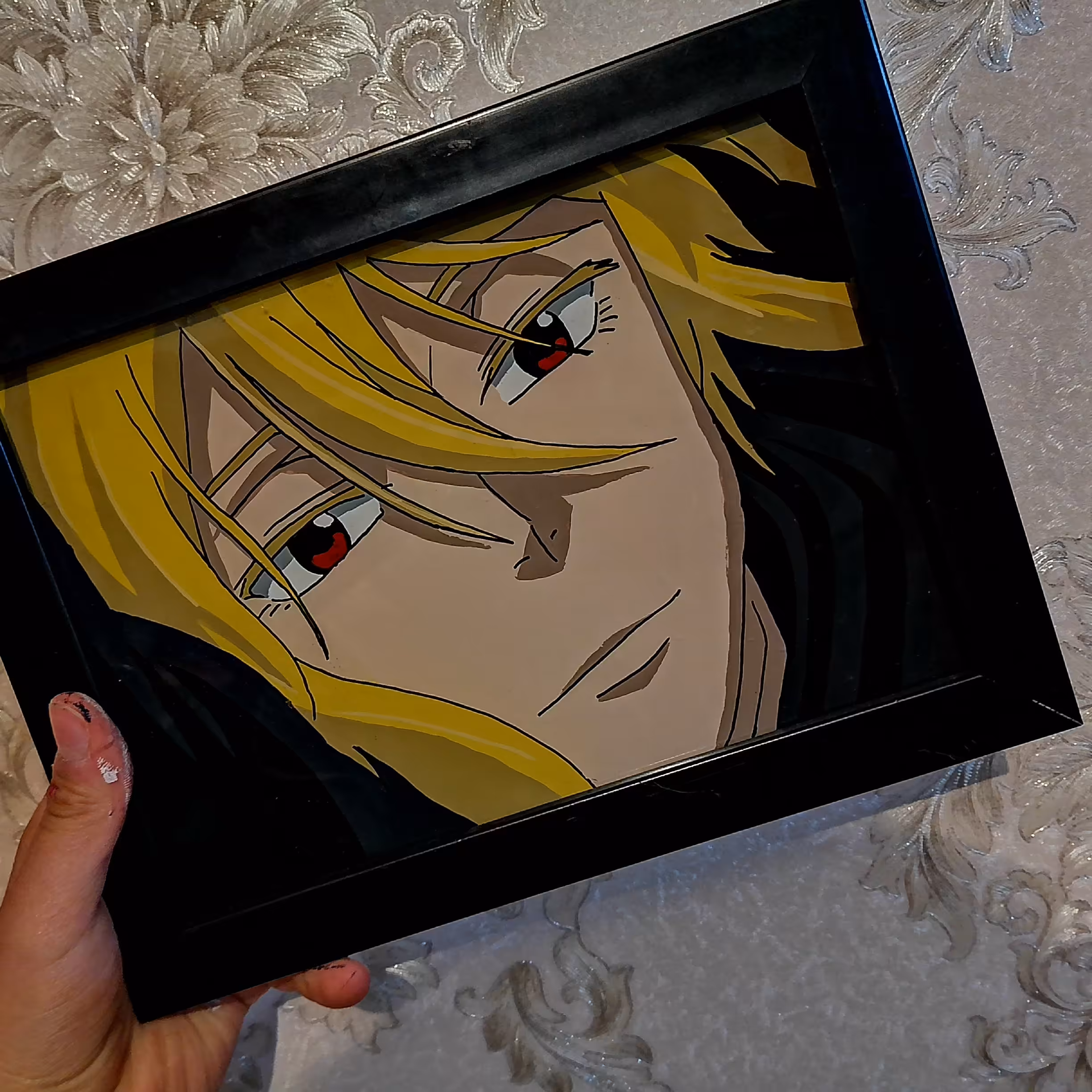 طراحی انیمه روی شیشه و پلکسی به صورت قاب یا جاکلیدی و...