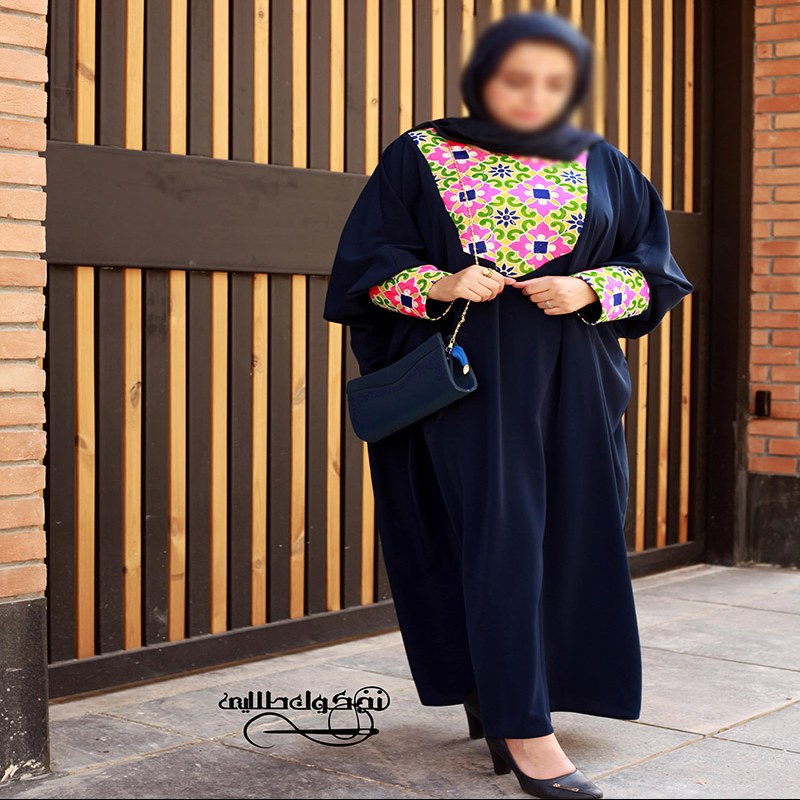 مانتو عبایی مدل پروانه رنگ سورمه ای