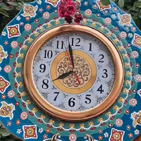 ساعت دیواری سفالی نقشینه
 هنر میناکاری روی سفال
رنگ زمینه سبز کله غازی 