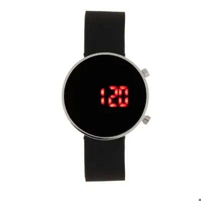 ساعت دیجیتالی دخترانه پسرانه ال ای دی LED دور نقره ای