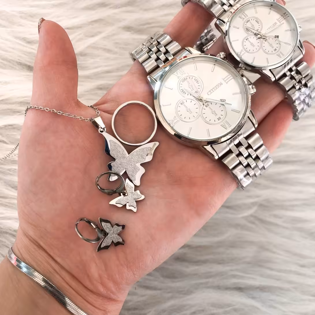 ساعت مچی ست سیتیزن بهمراه نیمست و دستبند و حلقه