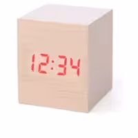 ساعت رومیزی دیجیتال مدل WOODEN CLOCK مکعبی طرح چوبی