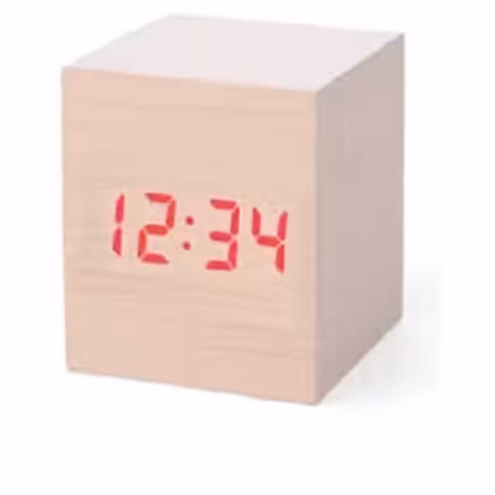 ساعت رومیزی دیجیتال مدل WOODEN CLOCK مکعبی طرح چوبی