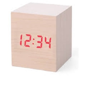 ساعت رومیزی دیجیتال مدل WOODEN CLOCK مکعبی طرح چوبی
