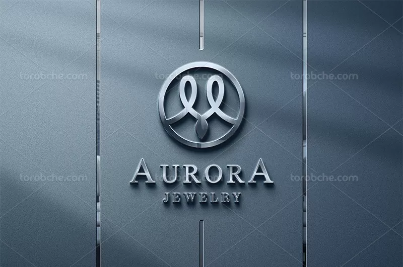 موکاپ لوگو فلزی سه بعدی روی دیوار | گرافیک با طعم تربچه