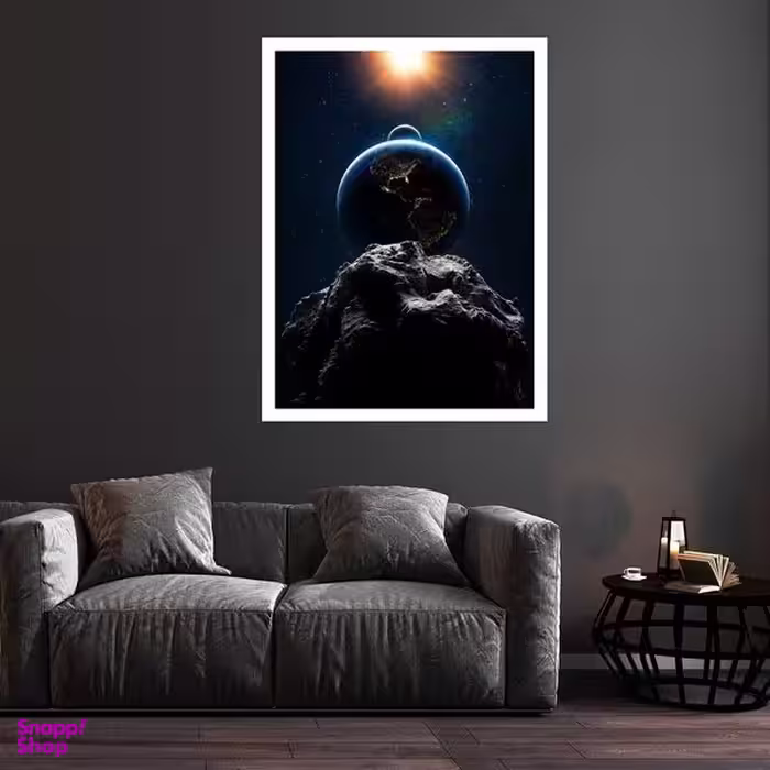 تابلو بکلیت طرح شهاب سنگ و زمین مدل قاب شاسی W-S8228
