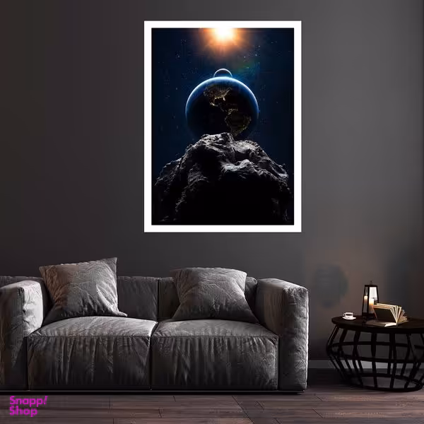 تابلو بکلیت طرح شهاب سنگ و زمین مدل قاب شاسی W-S8228