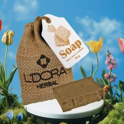 صابون گیاهی حاوی عصاره‌عسل و زعفران لدورا هربال 70 گرمی