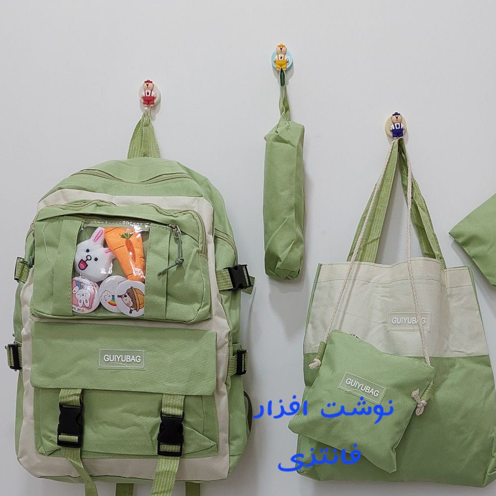 کوله و کیف 5 تیکه فقط سبز