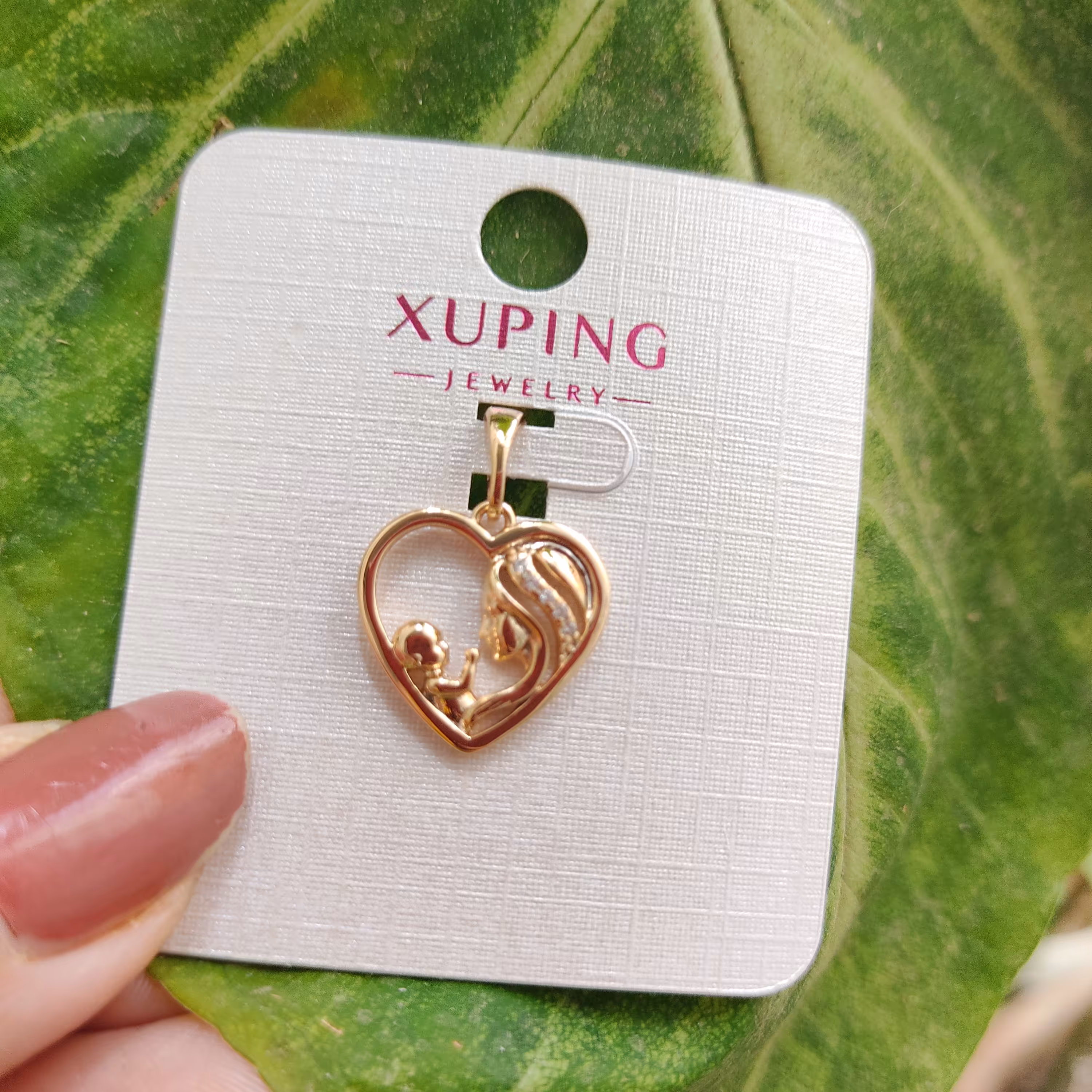 پلاک ژوپینگ زنانه استیل مدل قلب طرح مادر و فرزند رنگ ثابت ضد حساسیت 