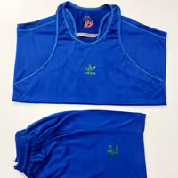 ست رکابی و شلوارک ورزشی آبی لاجوردی طرح آدیداس