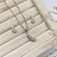 نیمست نقره فانتزی با روکش طلا سفید طرح برگ  کد 71