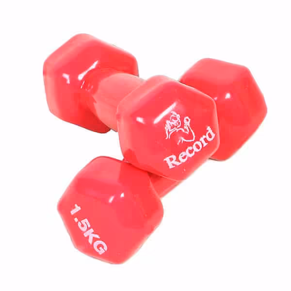 دمبل شش ضلعی 1.5 کیلوگرمی روکش دار رکورد بسته 2 عددی