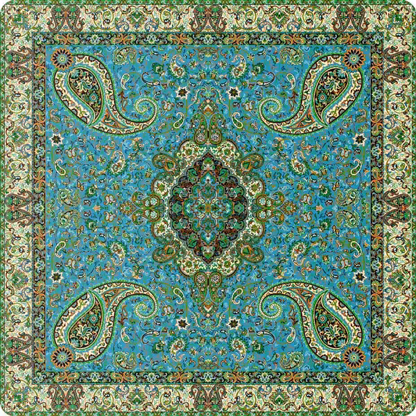 رومیزی ترمه  یک متر در یک متر ابریشمی  طرح سالار برند حسینی