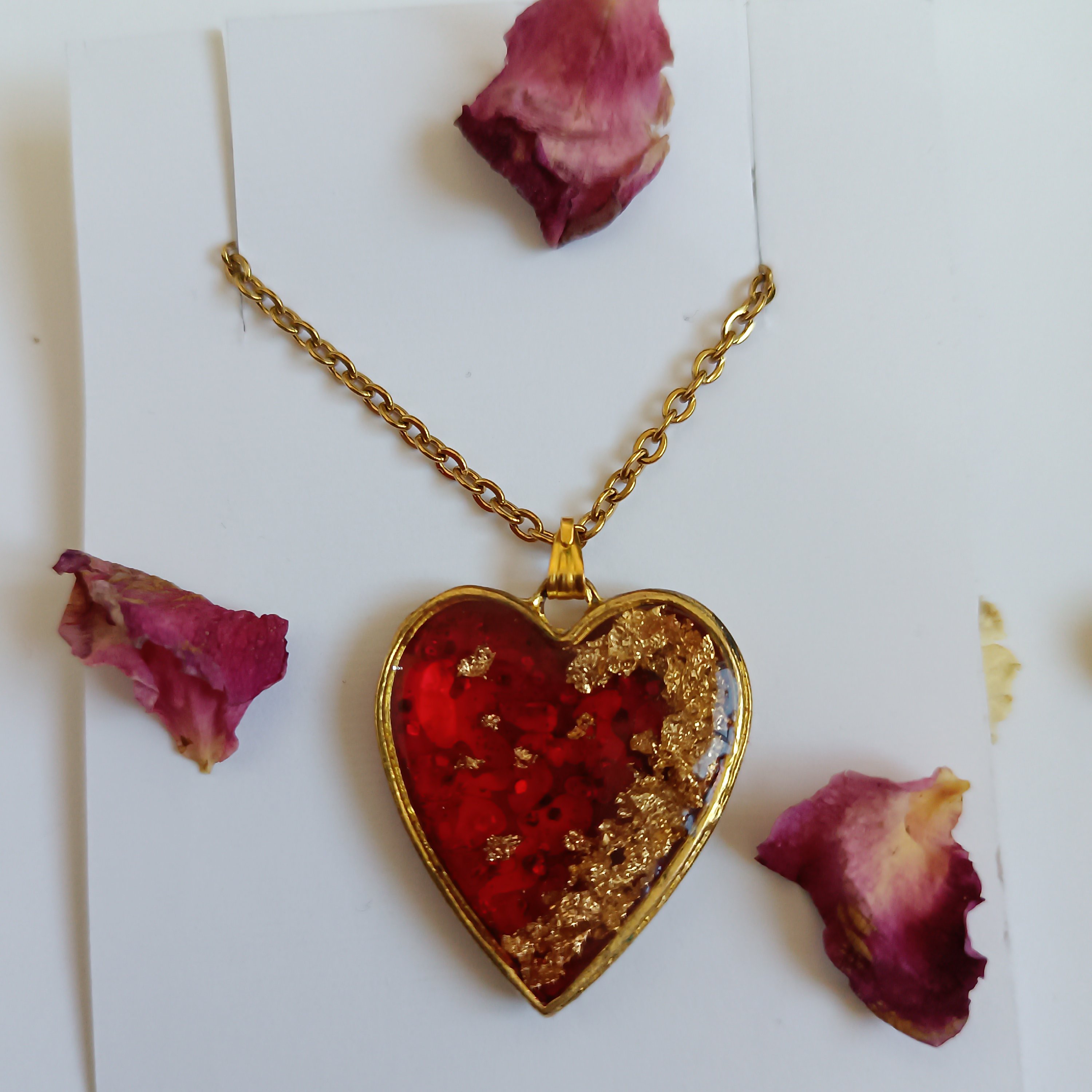 گردنبند قلب دورو  رزینی 