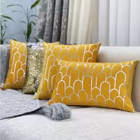 ست کوسن 4 عددی طرح کسری مخمل خردلی