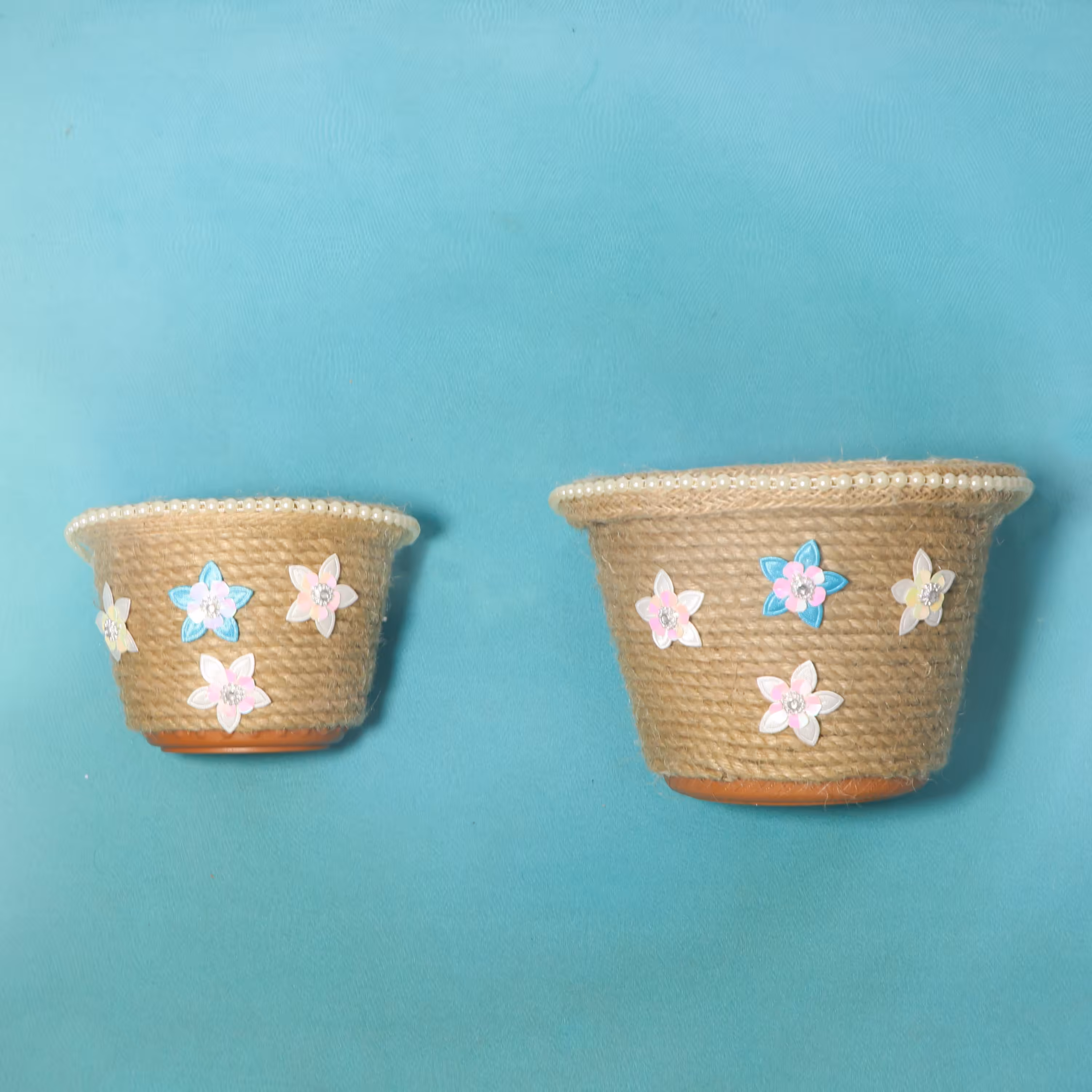 ست 3 تکه گلدان کنفی در 3 سایز (ارسال رایگان) کد 023