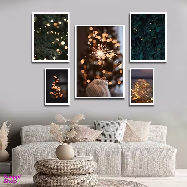 تابلو بکلیت طرح مدرن فشفشه و ریسه مدل W-1660 مجموعه 5 عددی