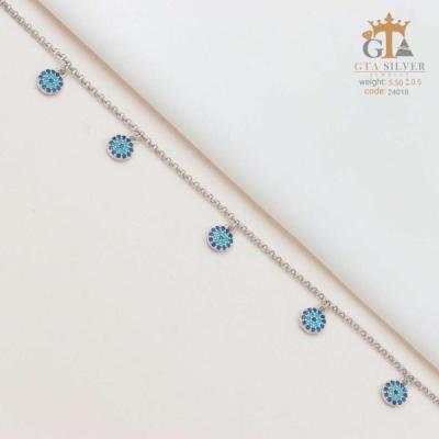 پابند نقره اصل طرح چشم نظر عیار 925 کد 24018