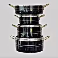 سرویس قابلمه 7 پارچه گرانیتی داخل زنبوری دسته طلایی مدل گلدانی کیژان kijan
