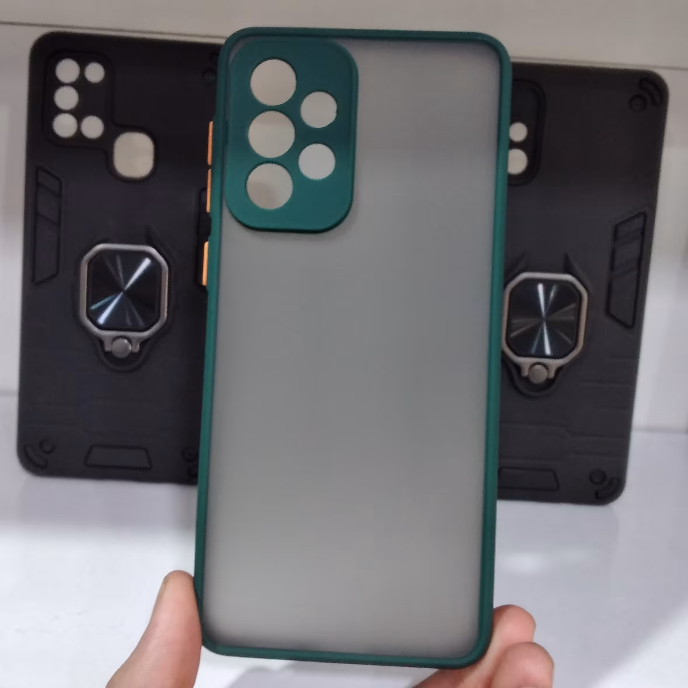 قاب گوشی سامسونگ A33 5G  پشت مات سبز  محافظ دوربین دار