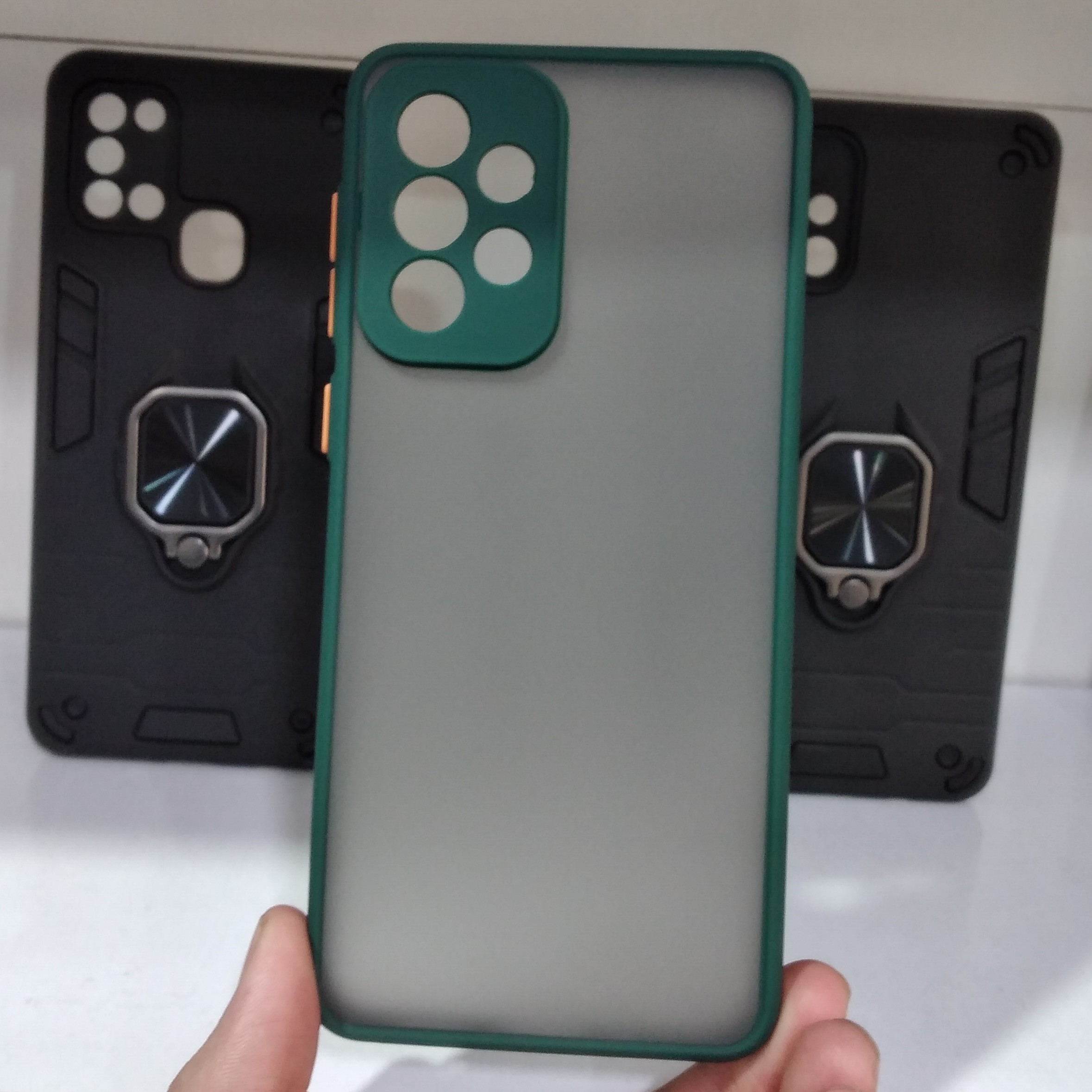 قاب گوشی سامسونگ A33 5G  پشت مات سبز  محافظ دوربین دار