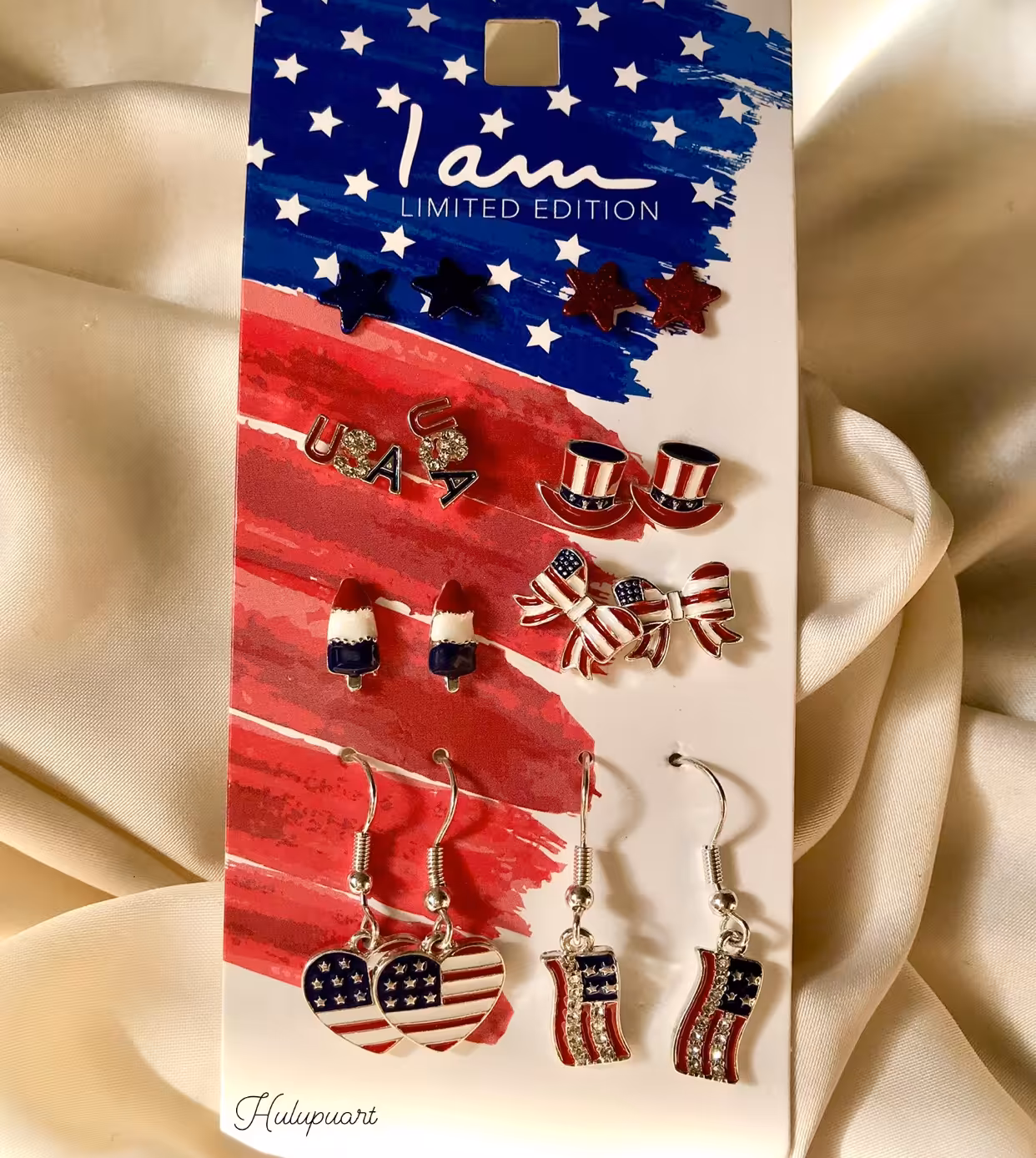 پک گوشواره پرچم آمریکا Hulupuart بسیار با کیفیت برند iam تحت لیسانس آلمان