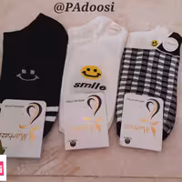 جوراب دخترانه و زنانه طرح ایموجی لبخند و شطرنجی، جنس نخ پنبه