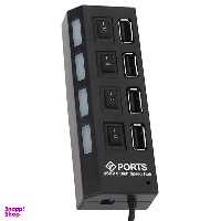 هاب 4 پورت USB 2.0 پورتز مدل HI-SPEED