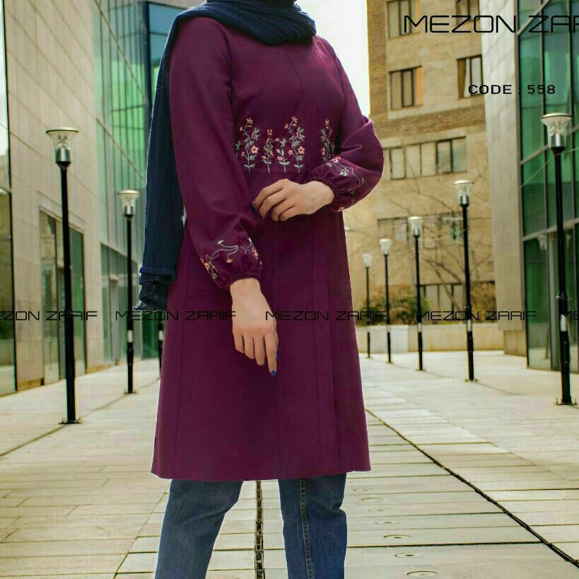 مانتو زنانه گلدوزی شیک و دارای سایزبندی