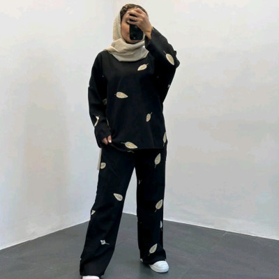 مانتو شلوار زنانه لنین مدل برگ