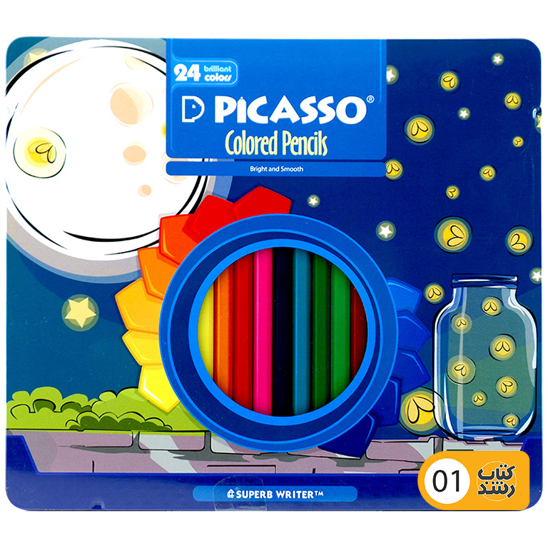 مداد رنگی 24 رنگ جعبه فلزی پیکاسو PICASSO