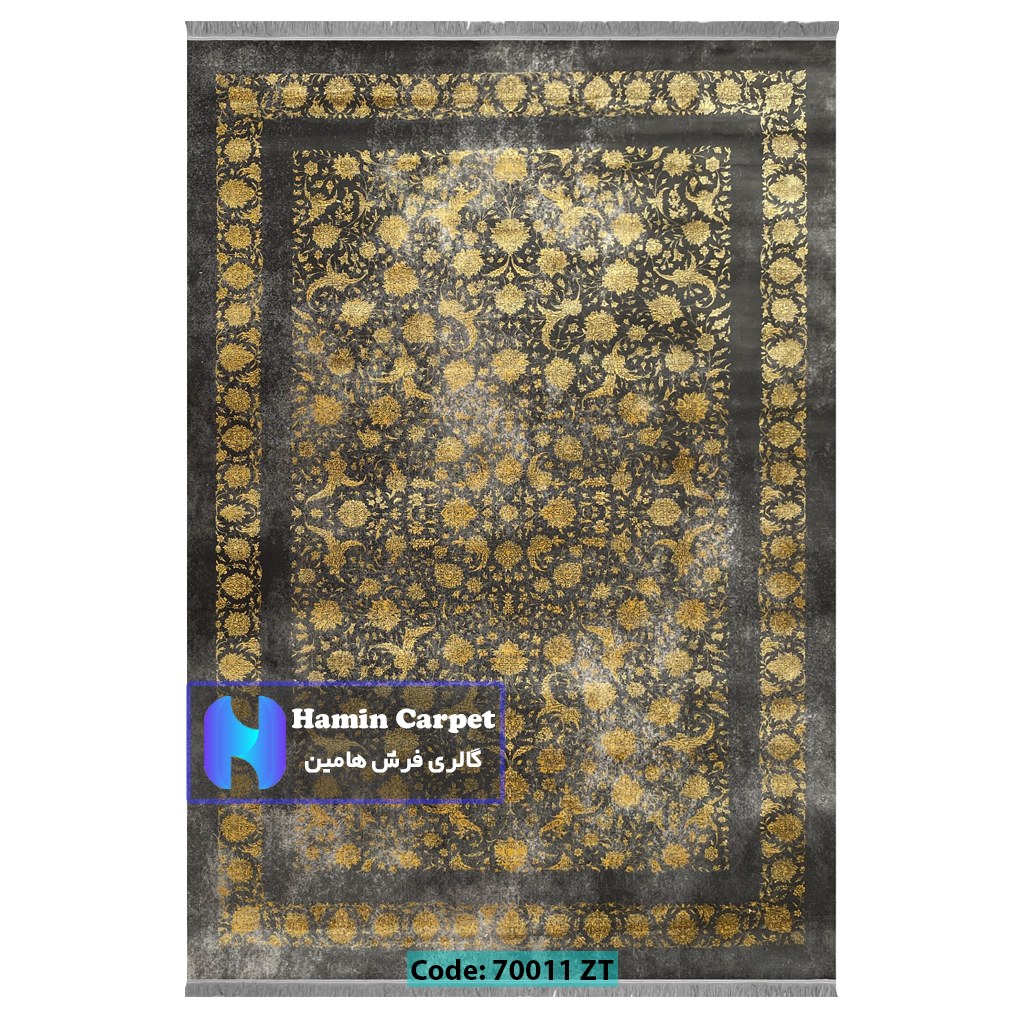فرش 12 متری 700شانه تراکم 2100 برجسته مدل وینتیج طرح افشان طلایی کد SZ70021ZT