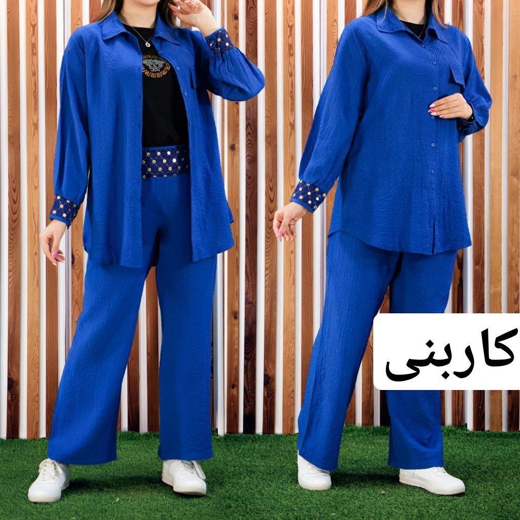 مانتو و شلوار زنانه جنس آژنگ و هندی دوزی درجه یک 