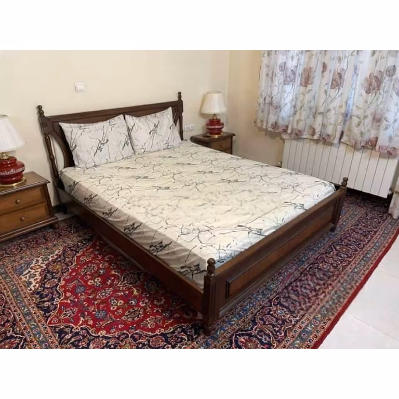 ملحفه کشدار تخت دونفره طرح ترک ماربل  180*200 سانتی‌متر