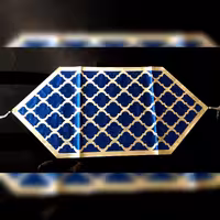 رومیزی جلومبلی مخمل و چرم رنگ طلایی و سورمه ای سایز 90 در 40