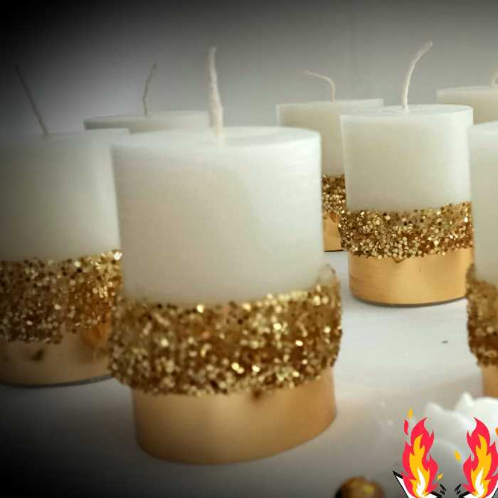 شمع مدل استوانه ی طلایی کوتاه