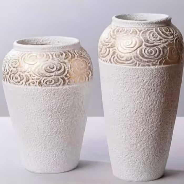 گلدان طرح رز سفید طلایی