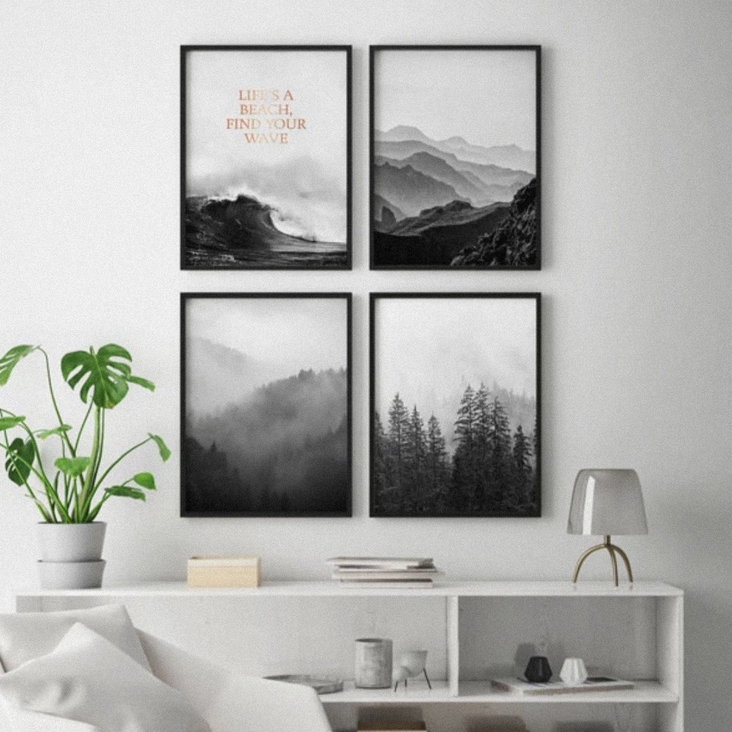 تابلو دکوراتیو  طبیعت چهار گانه دریا کوه جنگل ... سایز 40.60(پس کرایه)