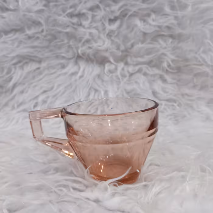 ست شش عددی فنجان شیشه ای چایخوری صورتی هوگو کاوه قطر 8س 