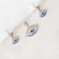 نیمست نقره طرح تک چشم درشت با روکش طلا سفید کد 1617