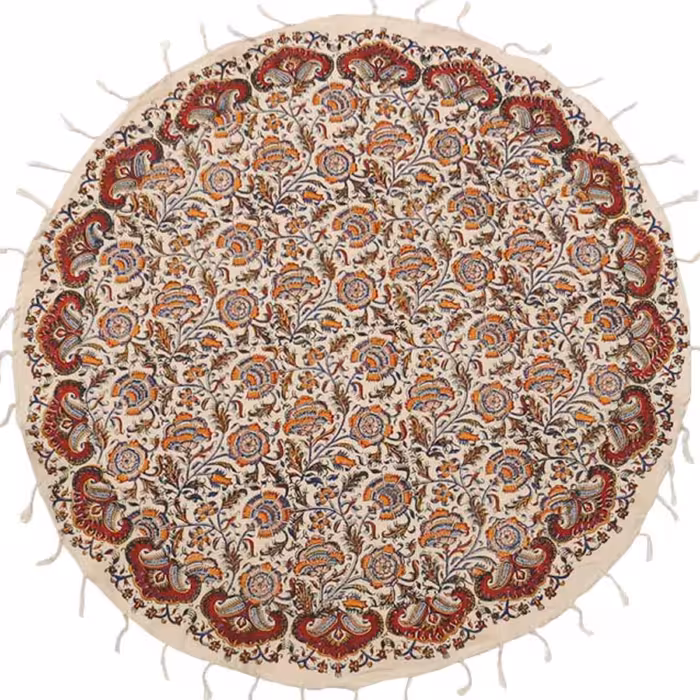 رومیزی گرد قلمکار سنتی سایز 100 سانتی متر