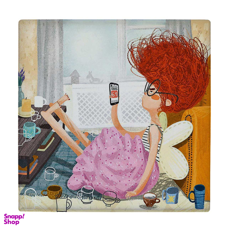 کازیر لیوانی طرح نقاشی دختری با گوشی موبایل کد 6086977_5148