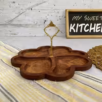 شیرینی خوری چوبی مدل دسته دار 4 خانه